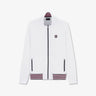 Sweat blanc zippé à détails rayés