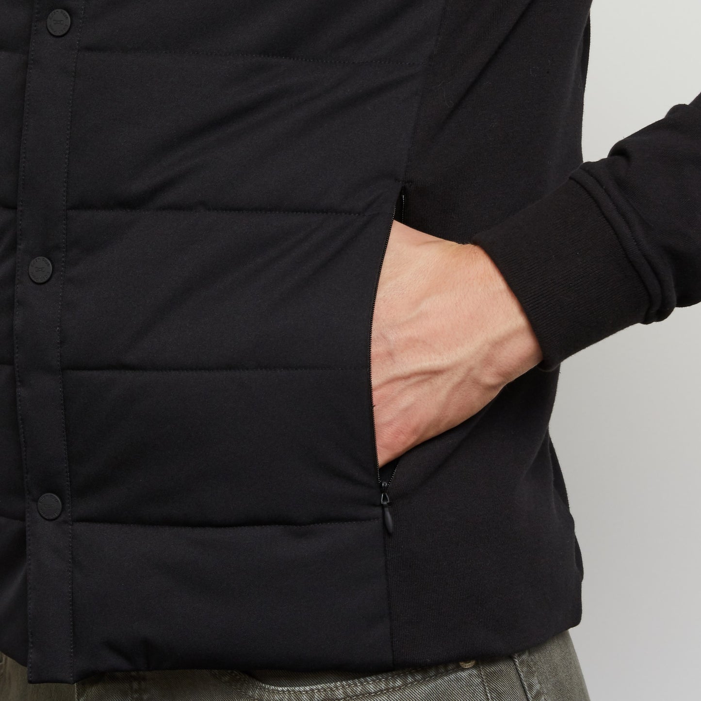 Bi-fabric zipped sweatshirt