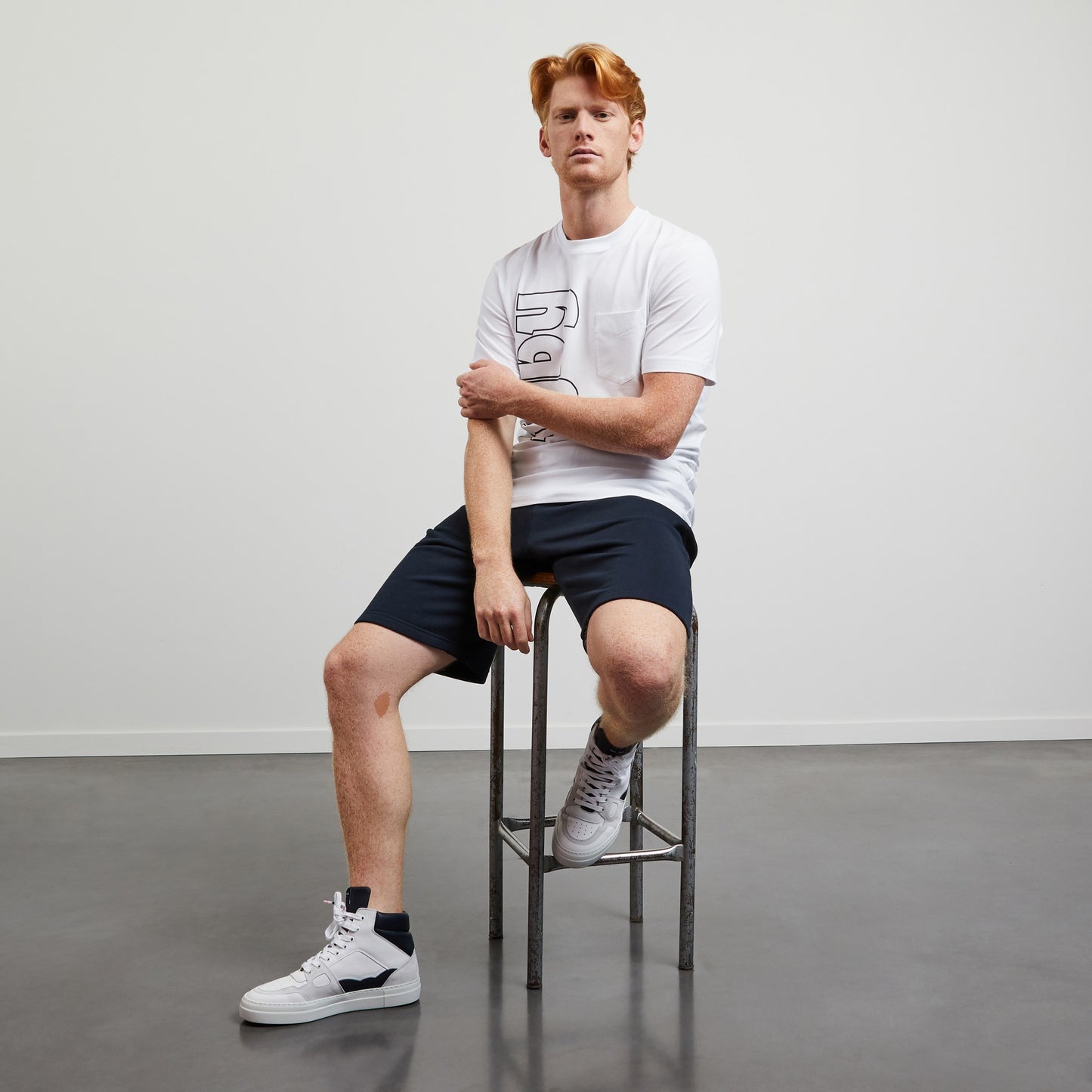 White T-shirt with rugby inscription