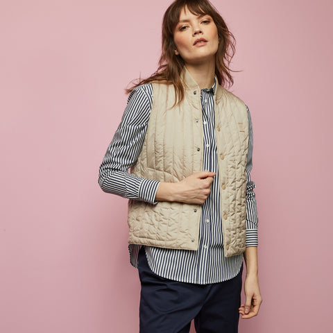 Doudoune beige sans manches - Image 1