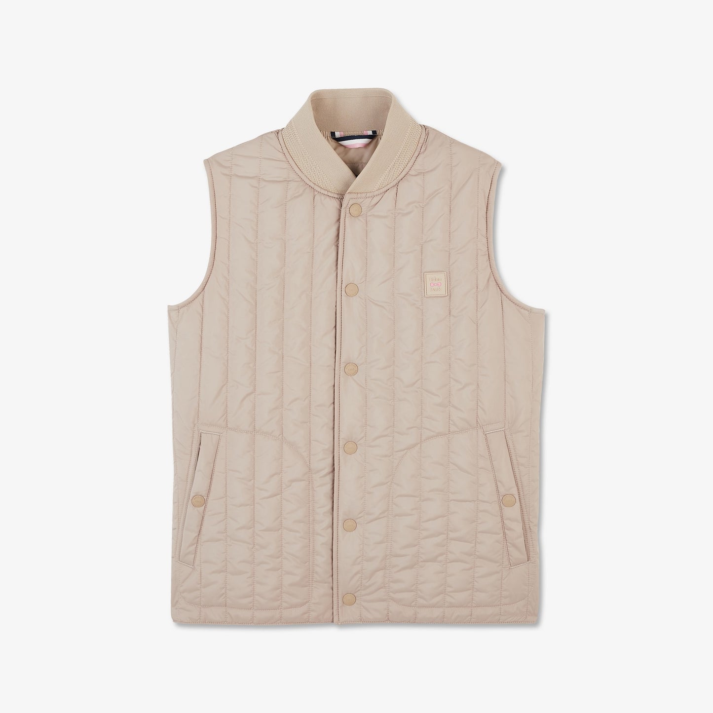 Beige sleeveless puffa jacket