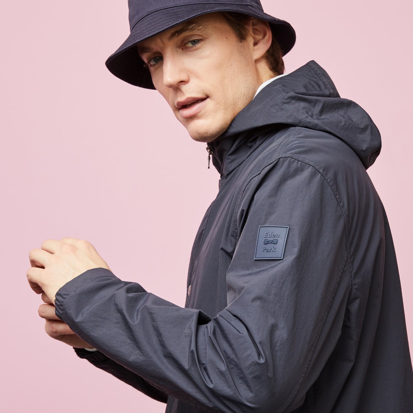 Mid-length dark blue parka