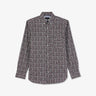 Chemise marron en popeline de coton fleuri