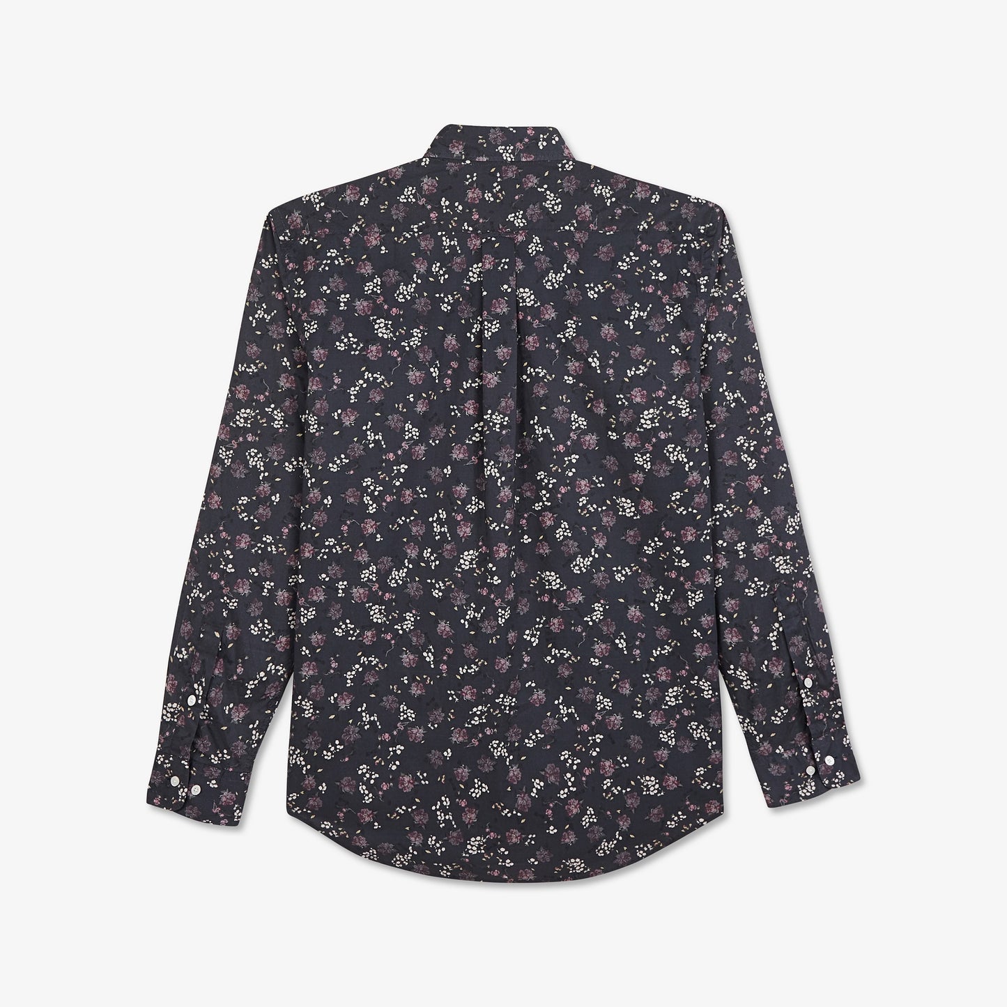Chemise bleu marine en coton premium à motif fleuri
