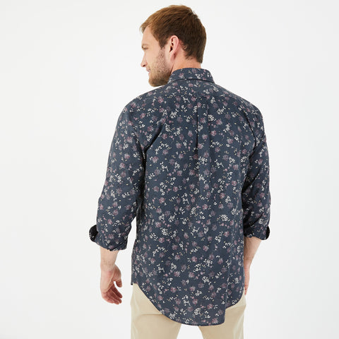Chemise bleu marine en coton premium à motif fleuri - Image 3