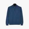 Pull bleu à col camionneur en jersey de coton