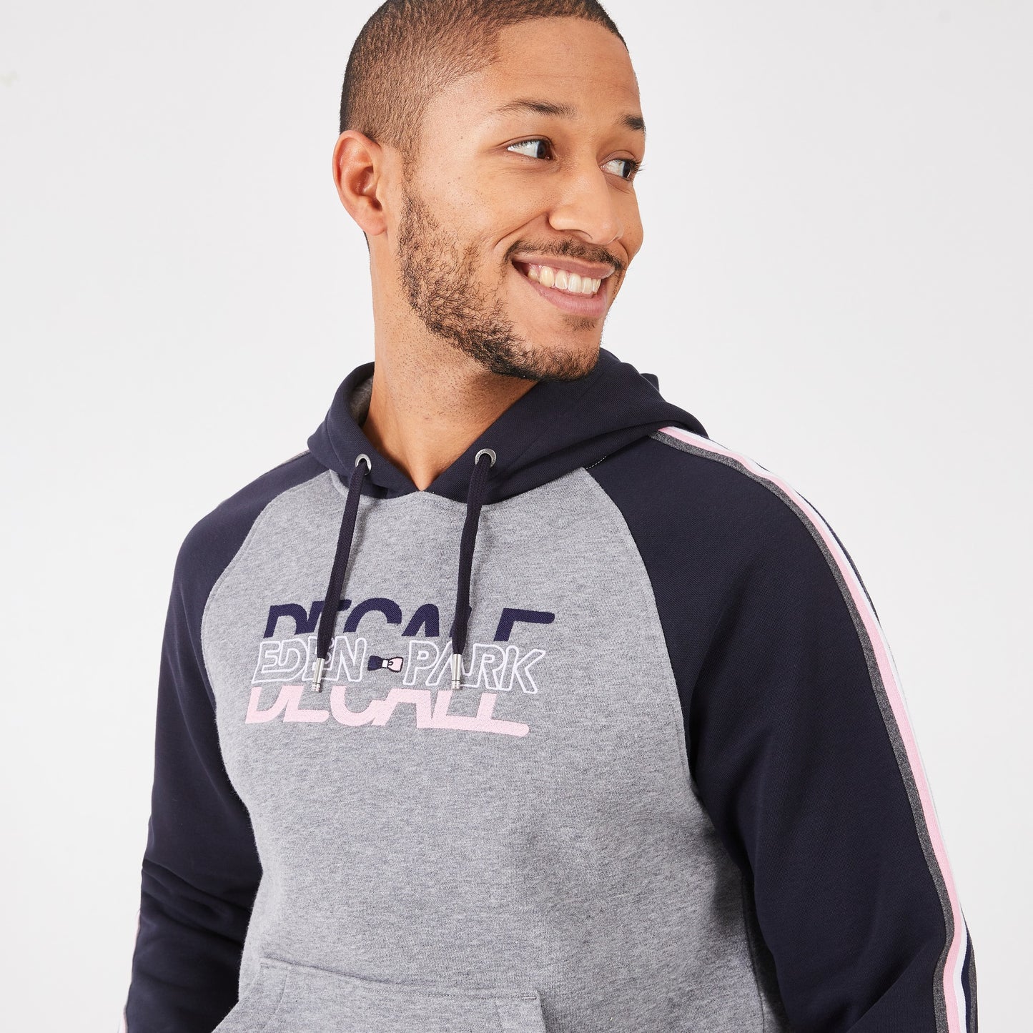 Grey hooded sweatshirt in two-tone fleece