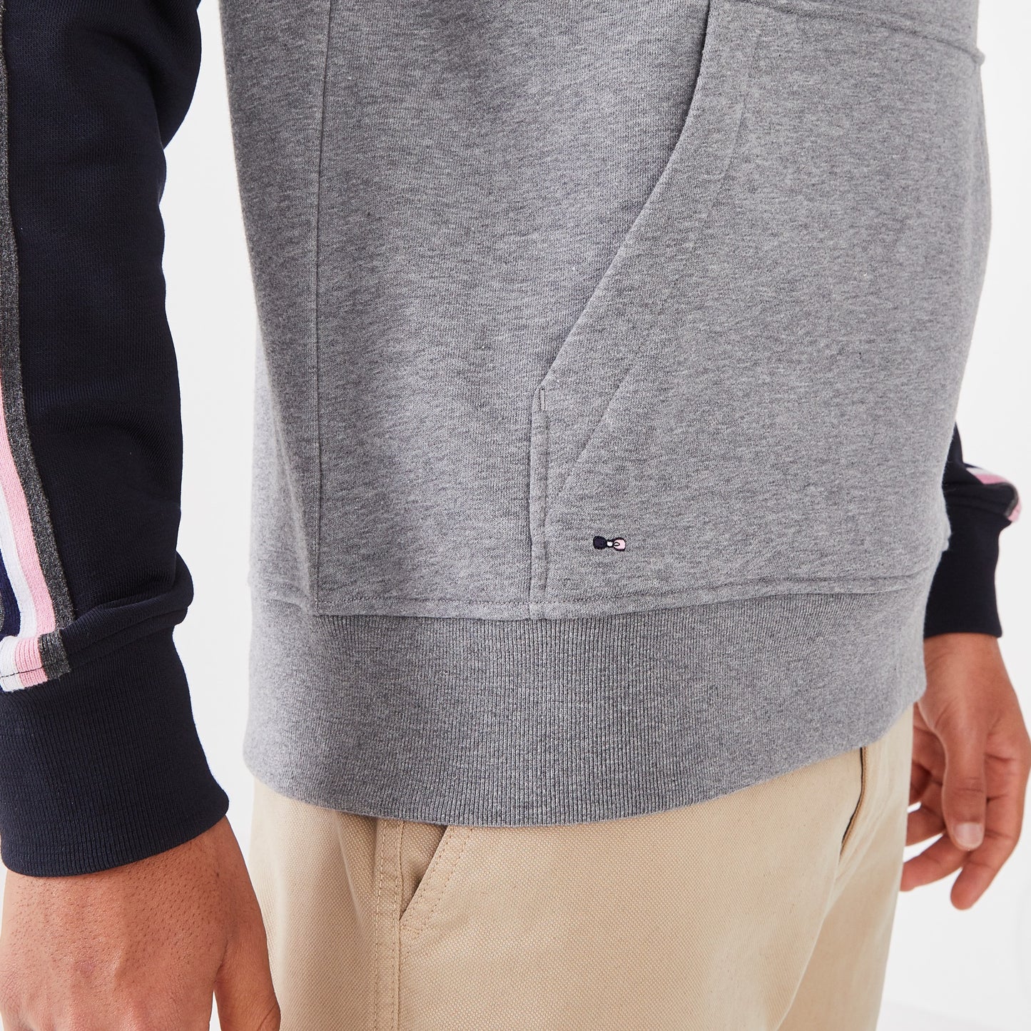 Grey hooded sweatshirt in two-tone fleece