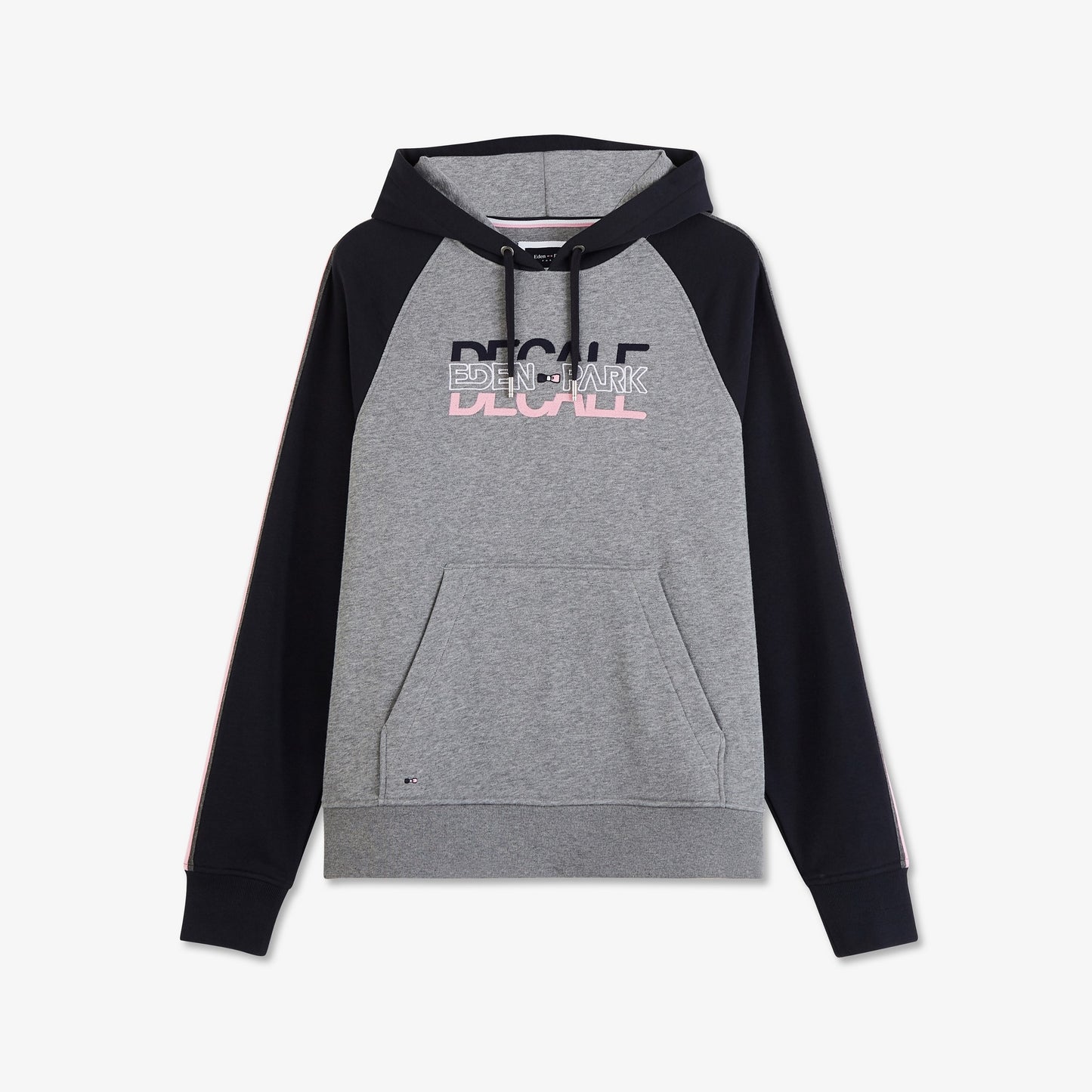 Grey hooded sweatshirt in two-tone fleece