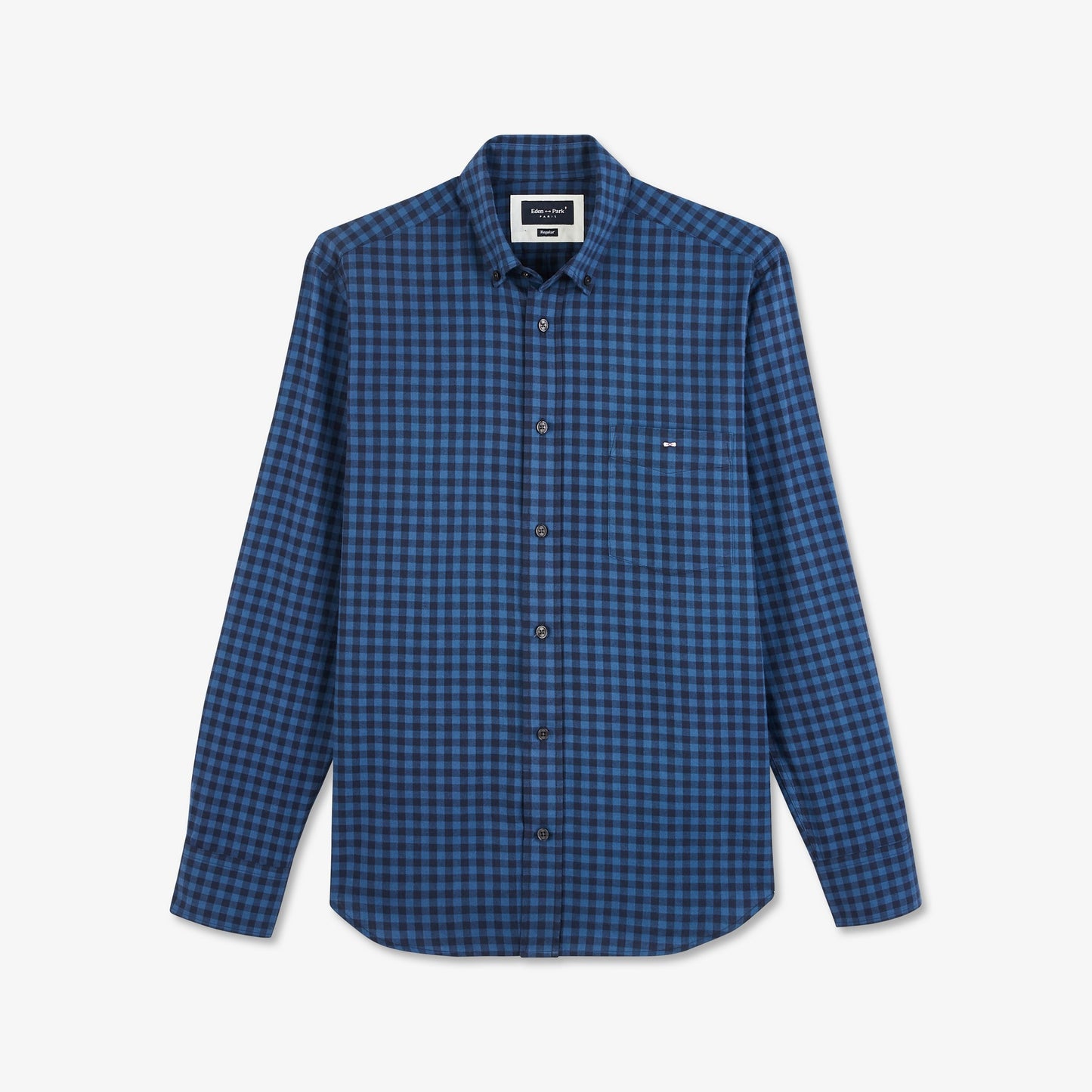 Chemise en coton bleu à carreaux