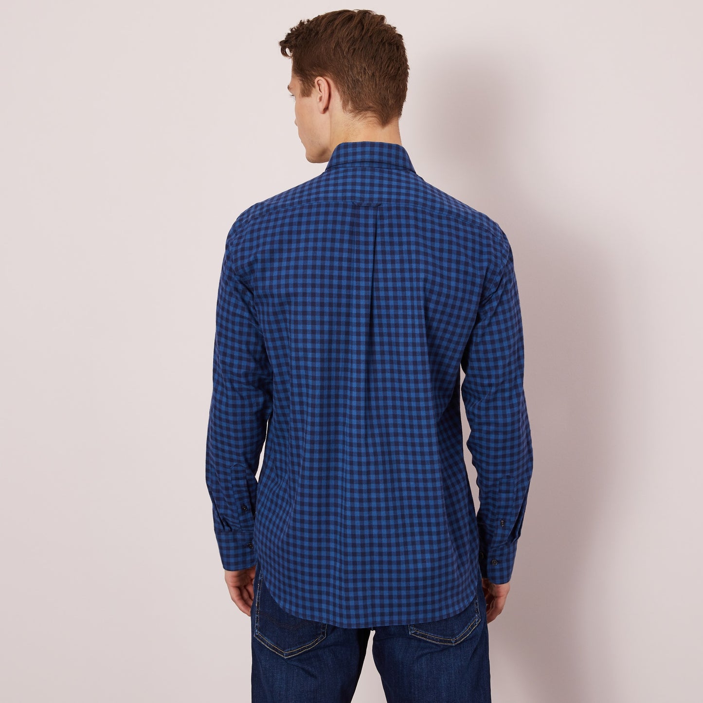 Chemise en coton bleu à carreaux