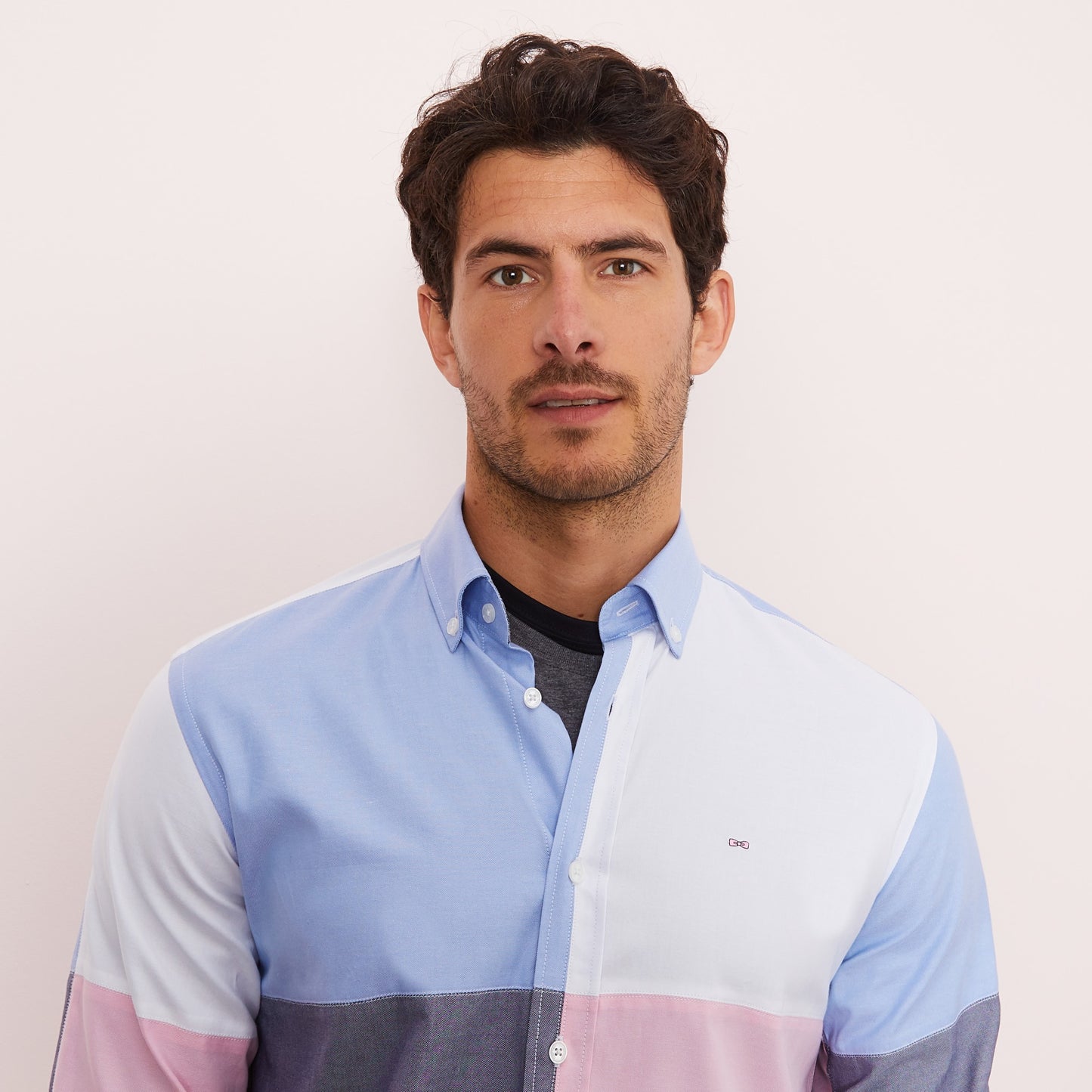 Chemise color-block en coton Oxford