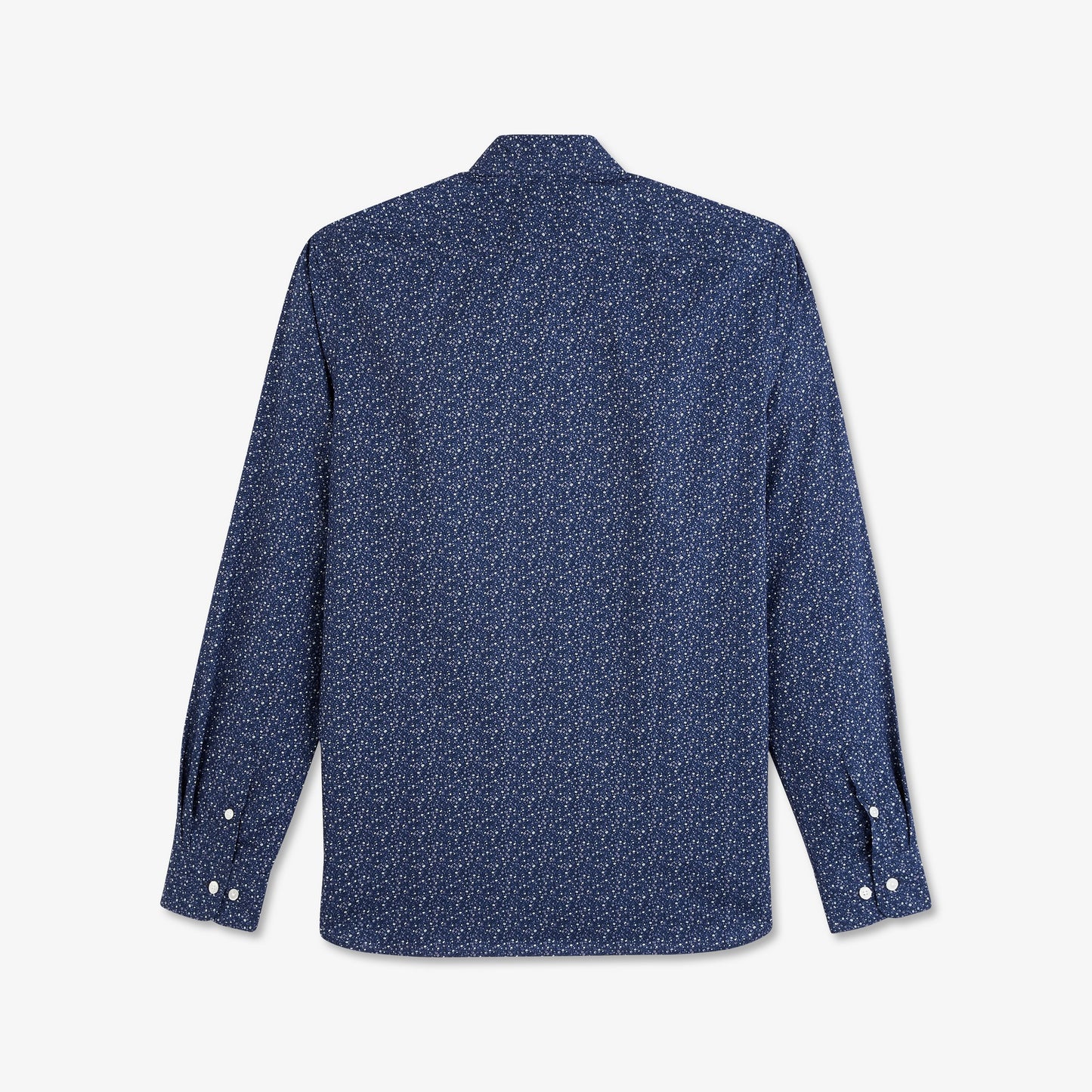 Chemise bleu marine à motif fleuri gris