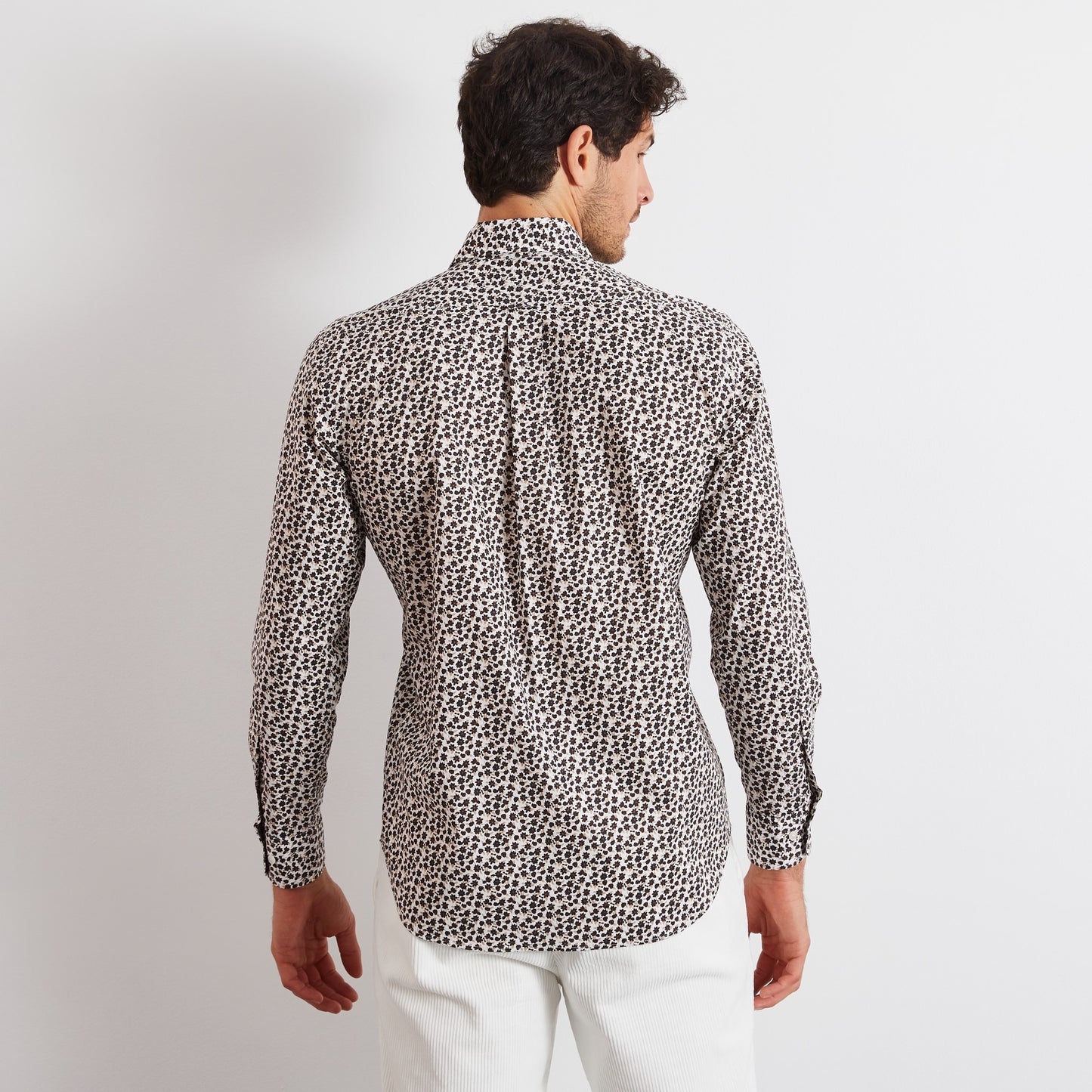Chemise popeline à motif fleurs automnales