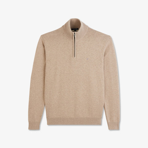 Pull en maille à col camionneur beige - Image 2