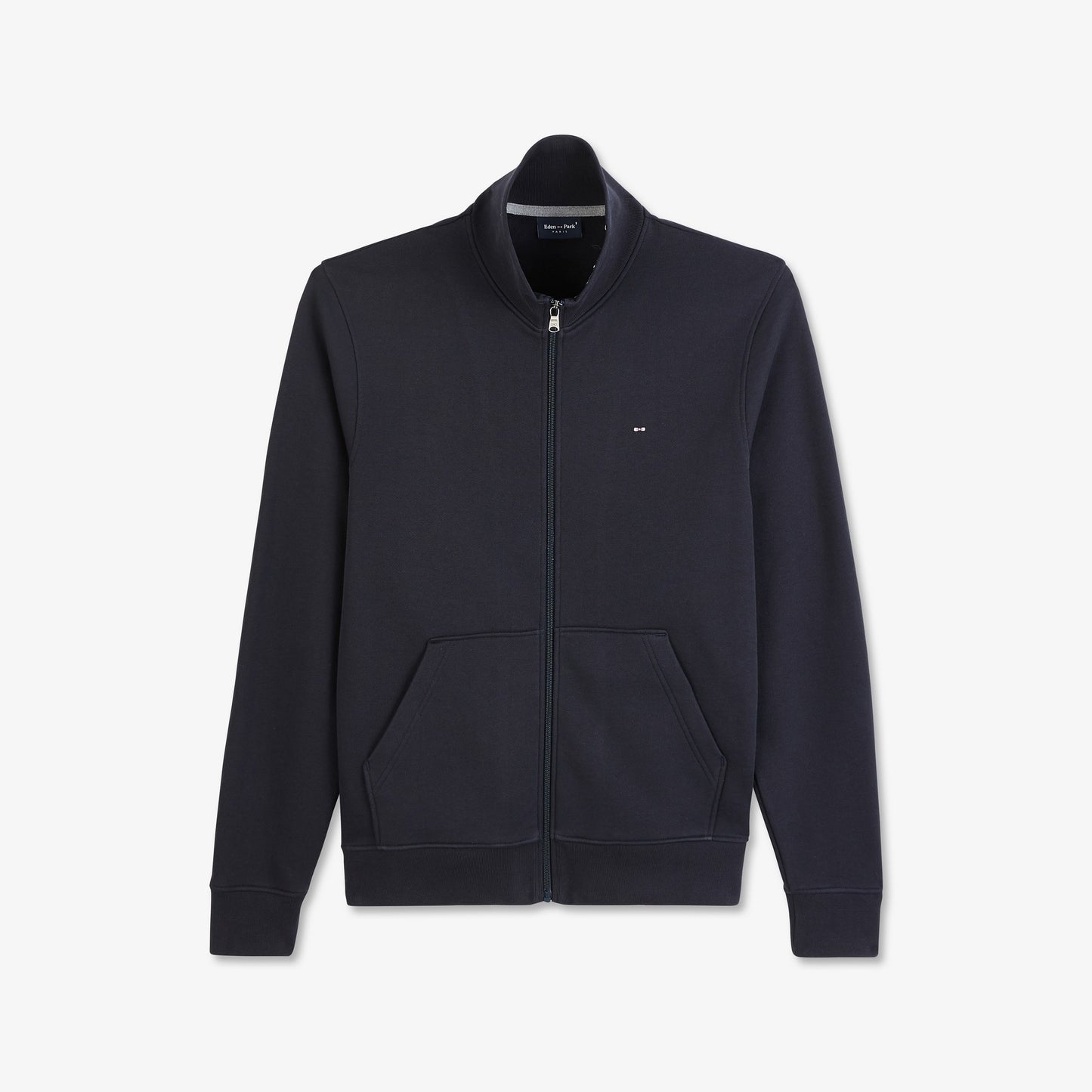Sweat col montant zippé uni bleu marine