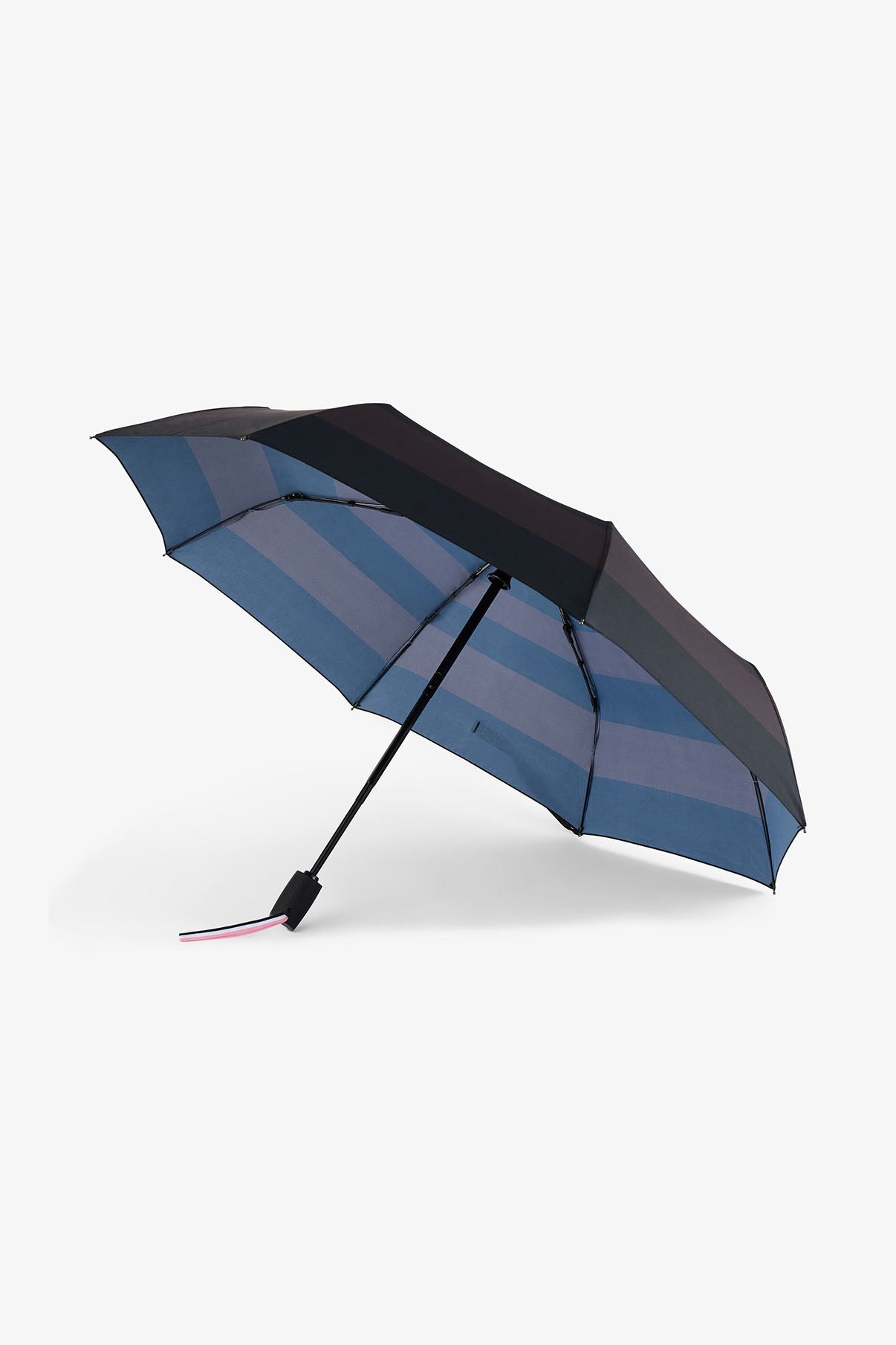 Parapluie noir pliant à rayures - Image 3