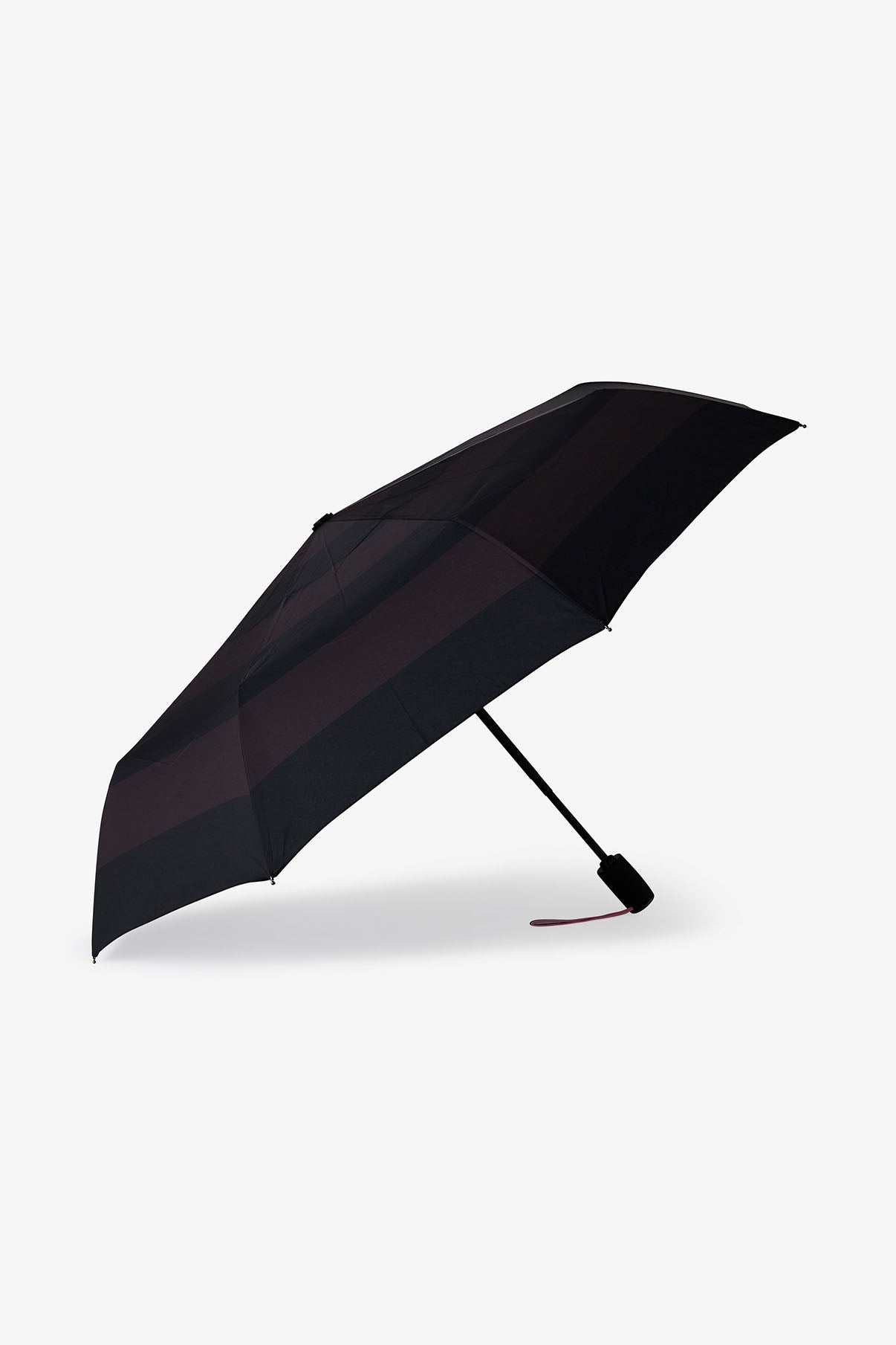 Parapluie noir pliant à rayures - Image 1