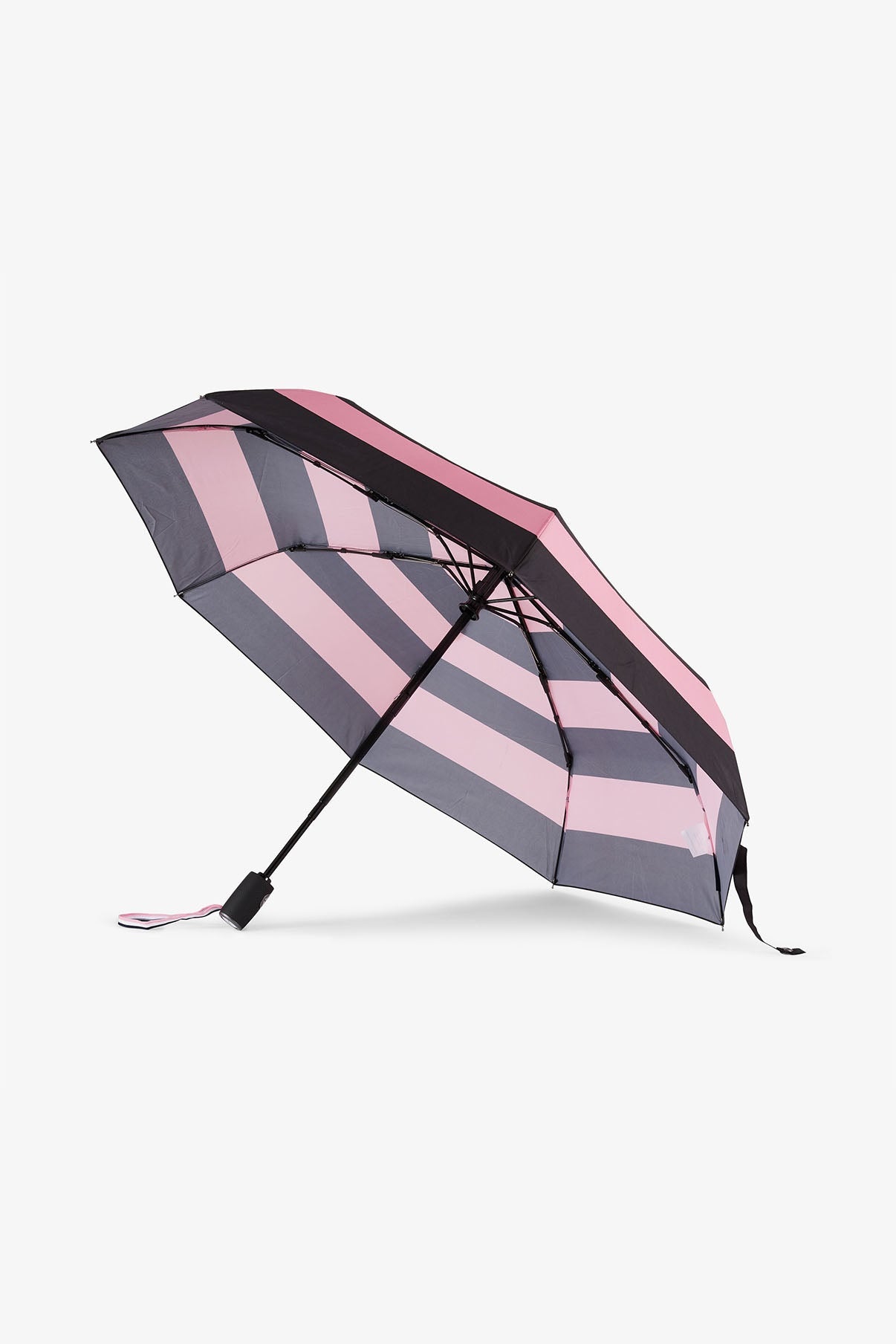 Parapluie rose pliant à rayures - Image 3