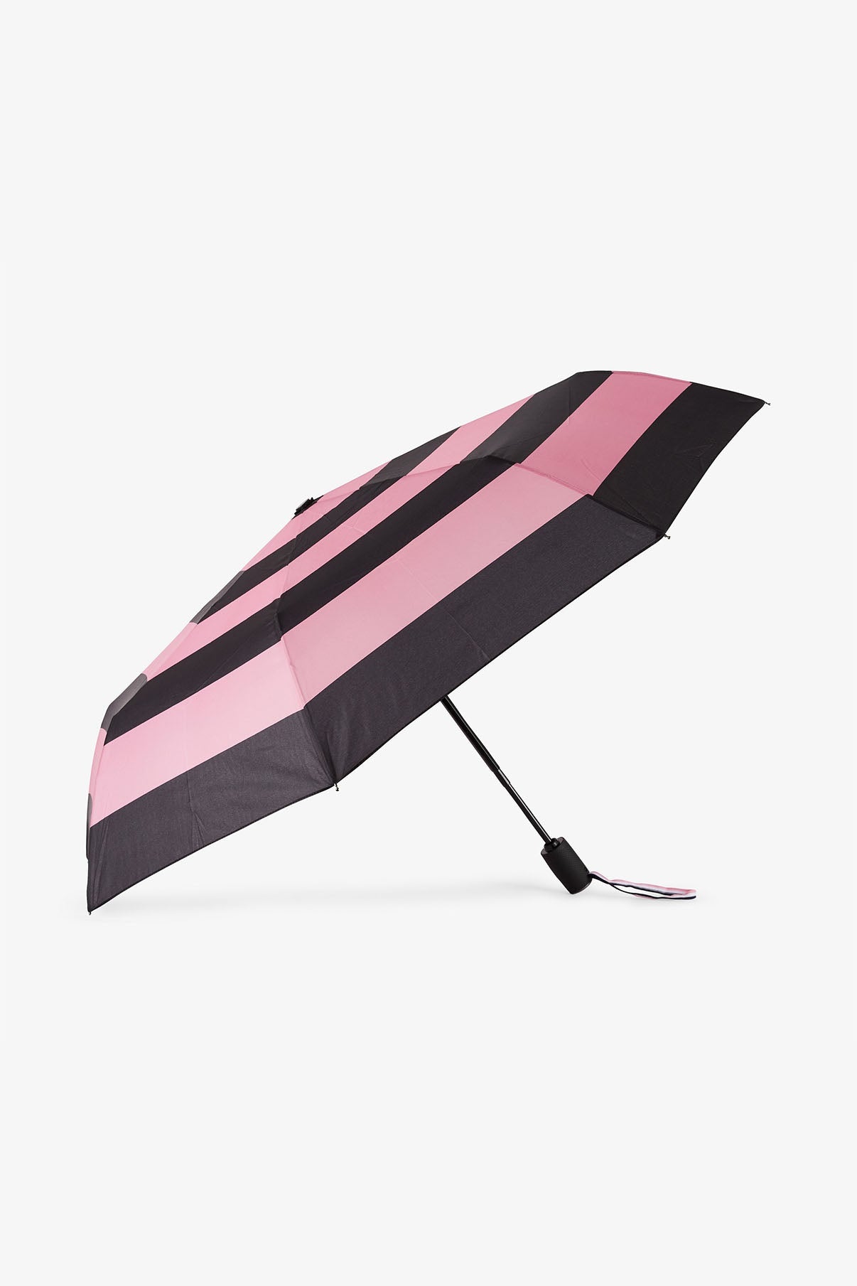 Parapluie rose pliant à rayures - Image 1