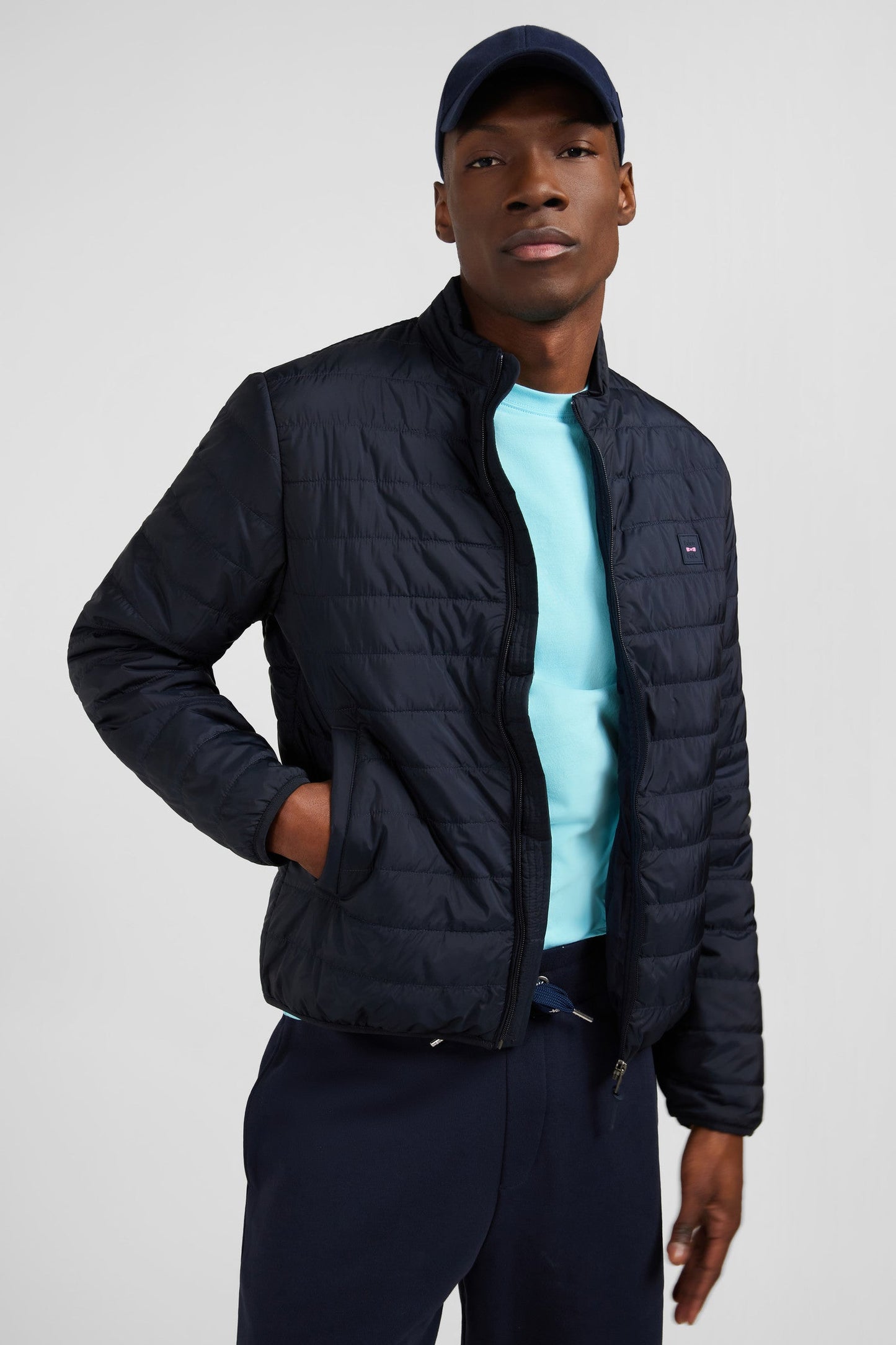 Lightweight, long-sleeved puffa jacket in dark blue - Image 3